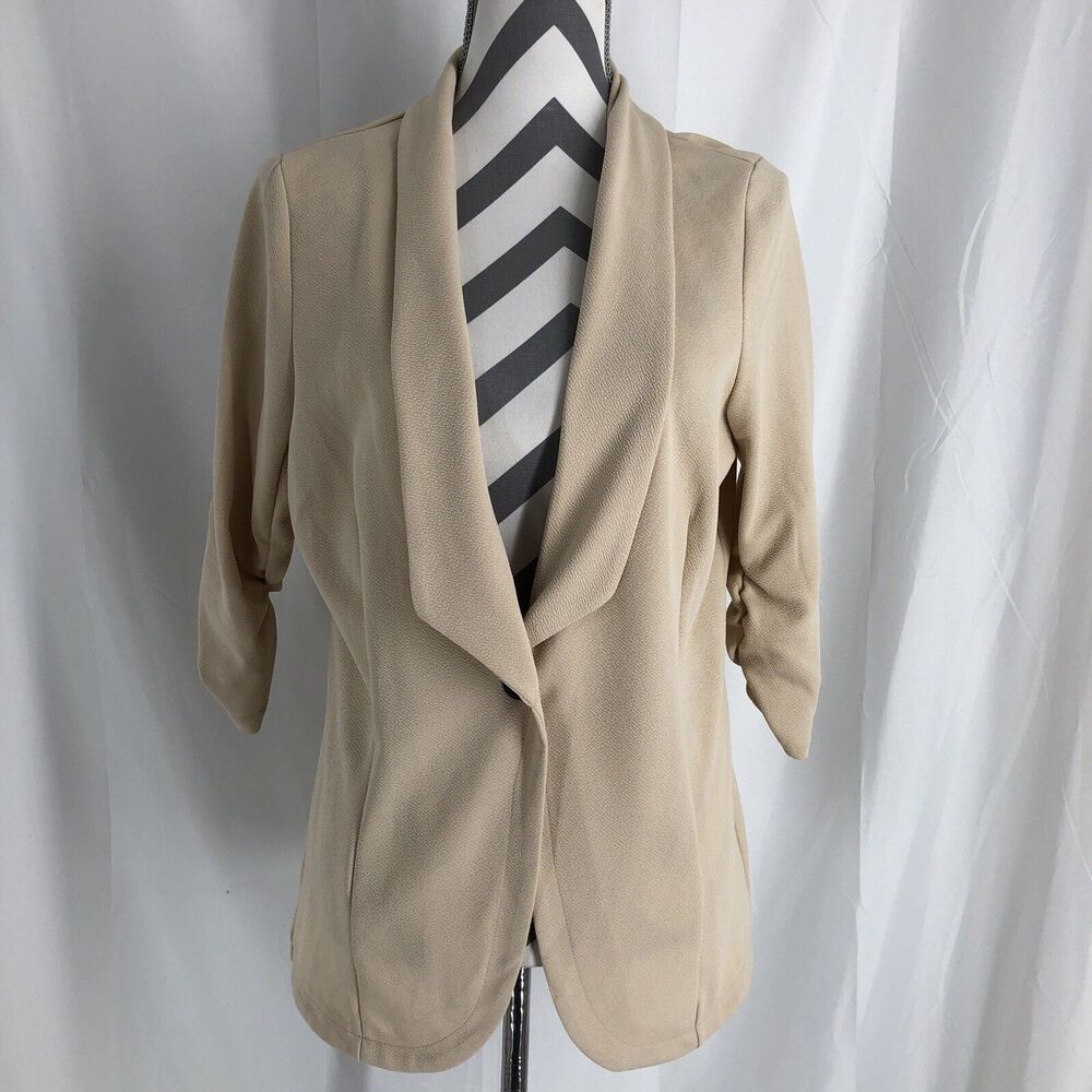 NWT NINEXIS L Beige 1 Button Blazer Jacket Ruched Women’s Size Small XL